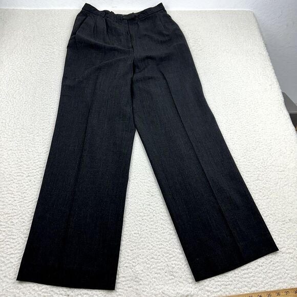 Lafayette 148 New York Dress Pants Women's 12‎ Black Wool Pleated Straight Leg - Picture 1 of 15